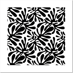 Black and white abstract shape pattern Posters and Art